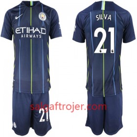 Manchester City Fodboldtrøjer David Silva 21 Børn Udebanesæt 2018/19 Kort ærmer